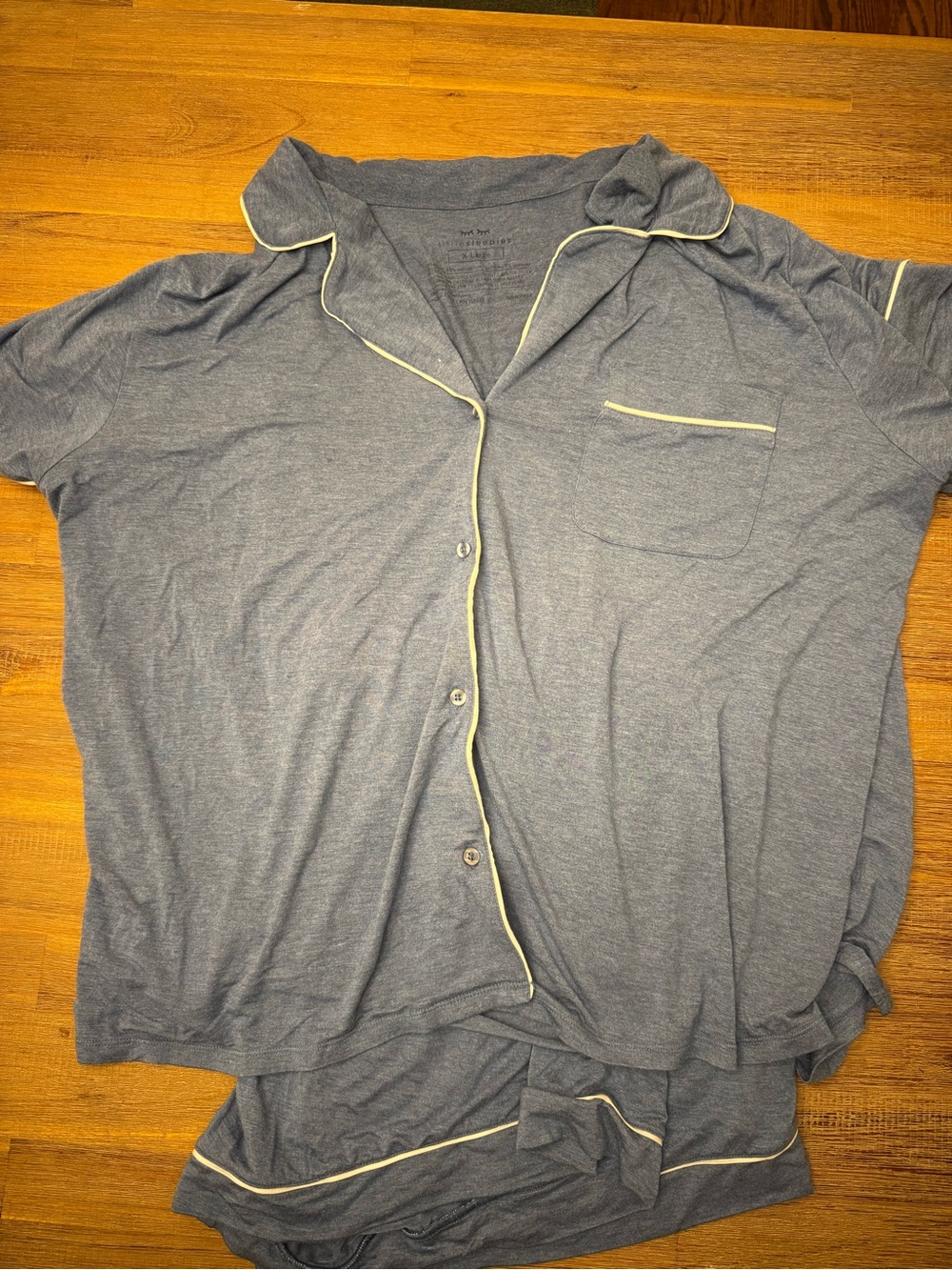 Little Sleepies Heather Slate Gray Pajama Set with Cream Piping